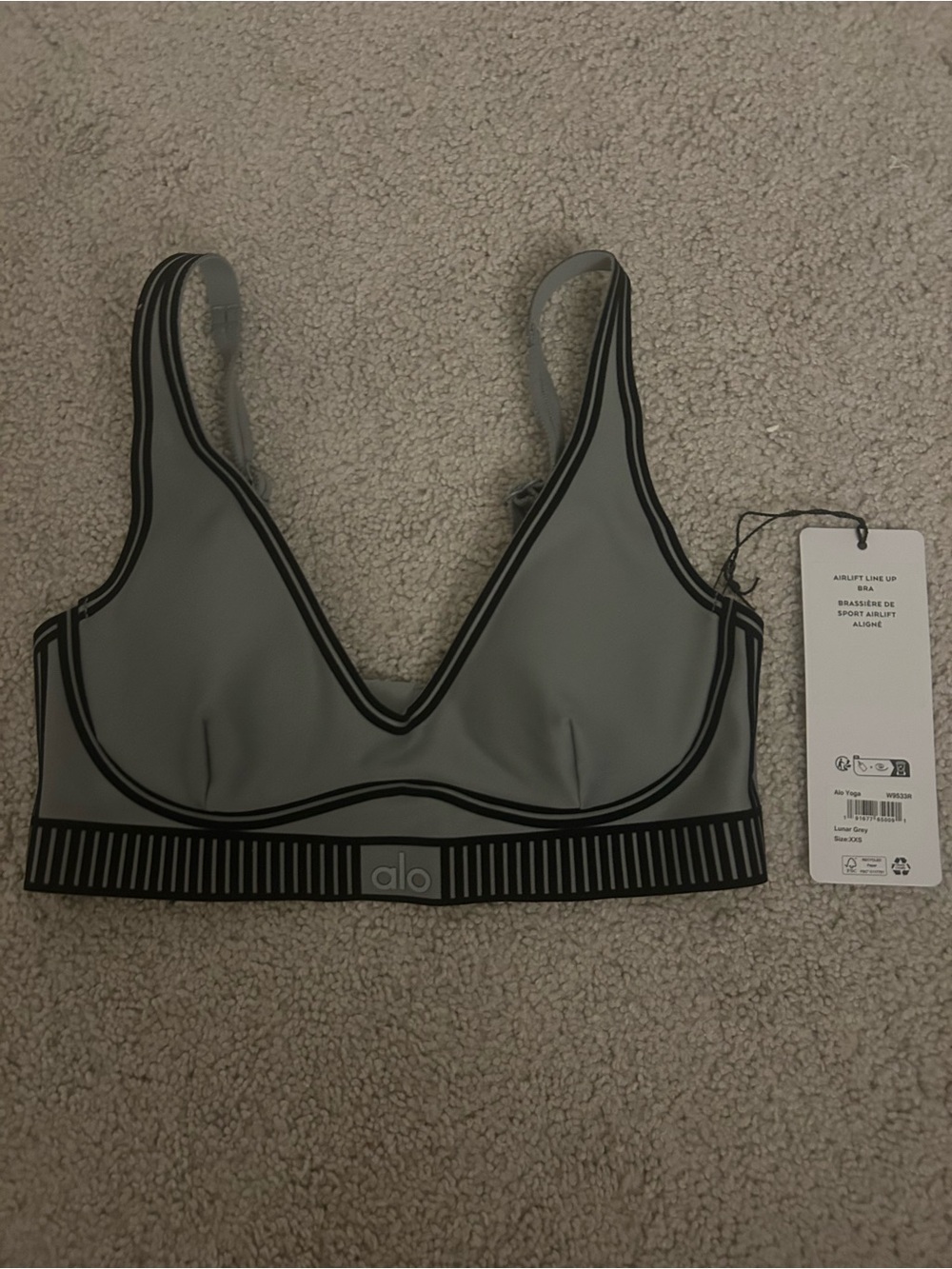 Alo Women’s air lift line up bra in lunar gray